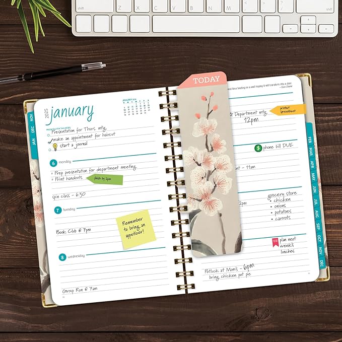 HARDCOVER 2025 Planner, 5.5"x8": 14 Months (November 2024 - December 2025), Daily Weekly Monthly Planner, Yearly Agenda, Bookmark, Pocket Folder and Sticky Note Set (Orchid)