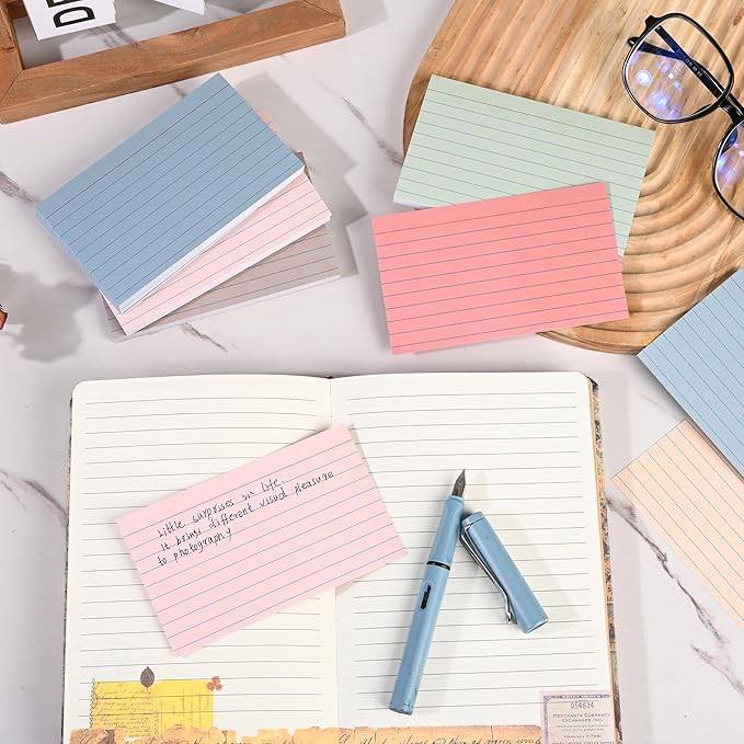 3x5 Index Cards Ruled Lined, 216 Pcs Flash Cards Study Cards for Learning and Studying, Lined Ruled Notecards for Home, School Supplies,Aesthetic Vintage Self Note Taking and Studying-Neutral Colors