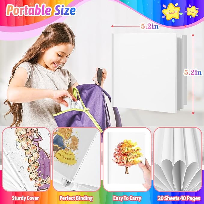 Easter Basket Stuffers, Easter Gift Essentials for Teens, 6 Pack Blank Journal Page Make Your Own Book for Kids, 40 Pages 5.2x5.2'' Mini Blank Hardcover Books for Father Wedding Activity Guestbook