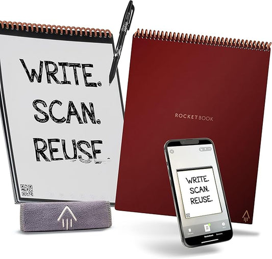 Rocketbook Smart Reusable Notebook, Flip Letter Size Spiral Notebook, Scarlet Sky, (8.5" x 11")