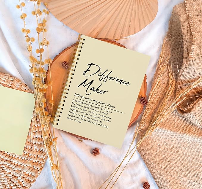 OXW Difference Maker Appreciation Gift, Meeting Notebook for Work, Thank You Gifts for Leader Mentor Manager Boss, Office Supplies Social Worker Notebook, Cream Hardcover Spiral Notebook 5.5 x 8.3