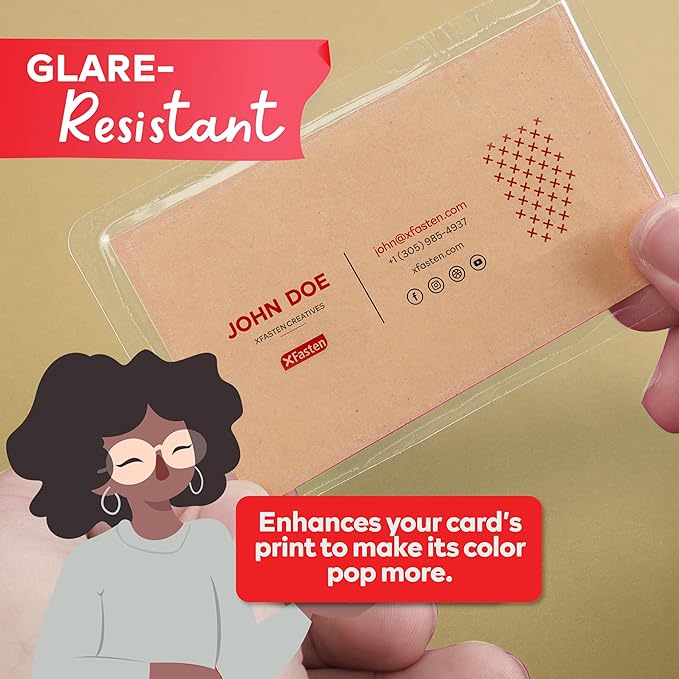 XFasten Self Seal Laminating Pouches Business Card Size 4-Inch x 3-Inch 100-Pack, 10 Mil Business Card Laminating Pouches Non-Yellowing Self Sealing Laminating Sheets Business Card Size