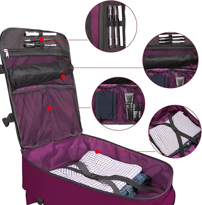 Laptop Travel Backpack Airline Approved Carry-on Under-seat Backpack, Stylish Minimalist Casual, Fuchsia