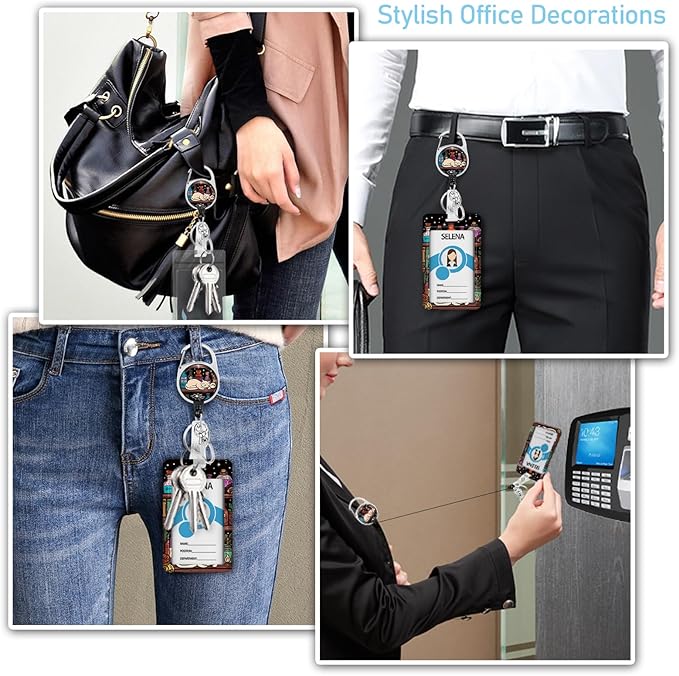 Lanyards for Id Badges, Magic Cat Badge Holder with Retractable Reel Belt Clip, Work Name Tag Lanyard Vertical ID Card Protector Case for Women Nurse Nursing Doctor Teacher Student