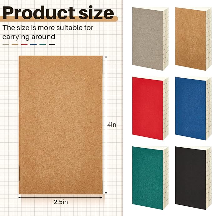 Outus 36 Pcs Pocket Notebook Mini Journal 2.5" x 4" Kraft Paper Mini Notepad Bulk Softcover Pocket Notepad Memo Diary Subject Notebooks for Student Traveler School(Multicolor)