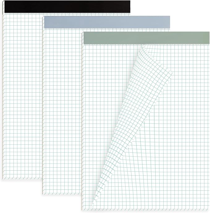 AZUREAL Grid Paper Notebook 8.5 x 11 Inches, 3 Pack graph paper pad, 70 Gsm 4×4 Quad Grid Paper, Graph Papers for School, Office, Home, 25 Sheets/Pad, 25 Sheets/Pad