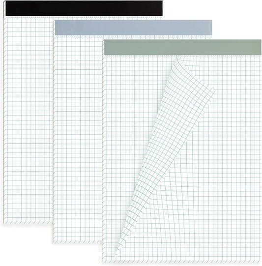 AZUREAL Grid Paper Notebook 8.5 x 11 Inches, 3 Pack graph paper pad, 70 Gsm 4×4 Quad Grid Paper, Graph Papers for School, Office, Home, 25 Sheets/Pad, 25 Sheets/Pad