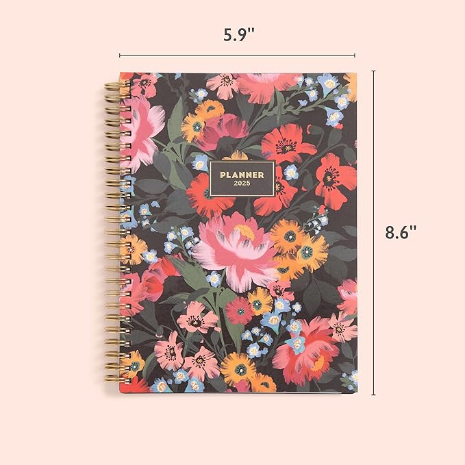 Blue Sky 2025 Weekly and Monthly Planner Calendar, January 2025 - December 2025, 5.875” x 8.625”, Wirebound, Flexible Frosted Cover, Laminated Tabs, Storage Pocket, Monroe Dark (Monroe Dark- 2025, 5.875" x 8.625")