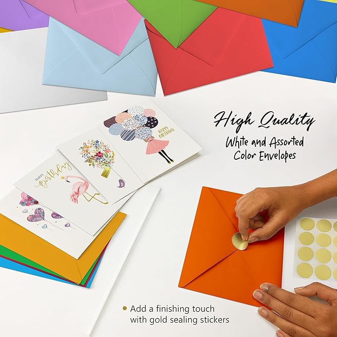 Dessie 30 Unique Gold Foil Birthday Cards for Women with Envelopes, Sealing Stickers and Personalized Gold Foil Lettering. Birthday Cards for Her