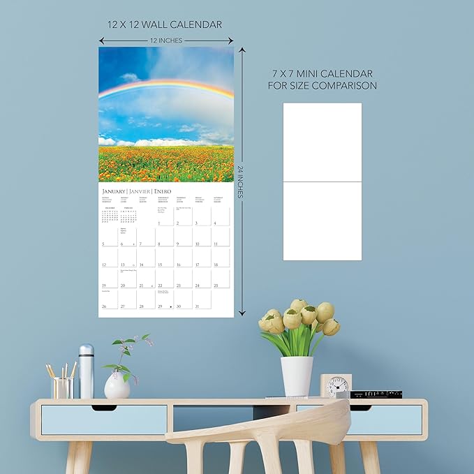 Graphique 2025 Chasing Rainbows Wall Calendar | 12” x 12” | Thick Paper | Home & Office Organizer | Large Monthly Grid | 3 Languages & Marked Holidays | 4 Month Preview Page for 2026