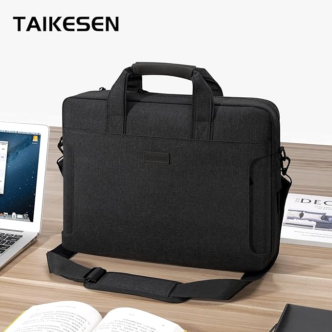 Laptop Shoulder Bag, 13-13.3-14-15-15.4-15.6-16-17.3-18 Inch Laptop/Tablet, Water-Repellent Fabric, Business for Men Women (15-16 inch, Black)