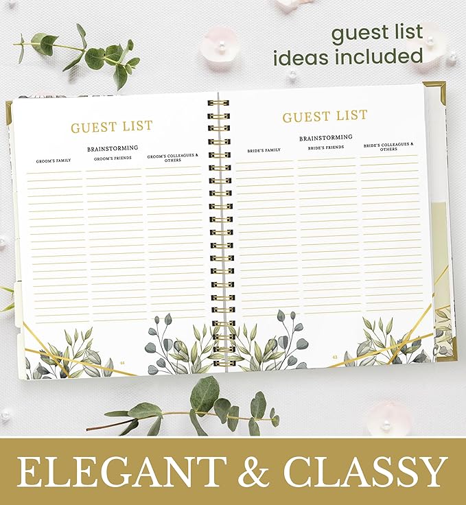 Beautiful Wedding Planner for the Bride with Gold Diamond Pen , 6 Tabbed Sections Wedding Planning Book & Engagement Gifts , Unique Inner Pockets Wedding Planner Book and Organizer BY SOZONE , 9.5 X 11.5 inches