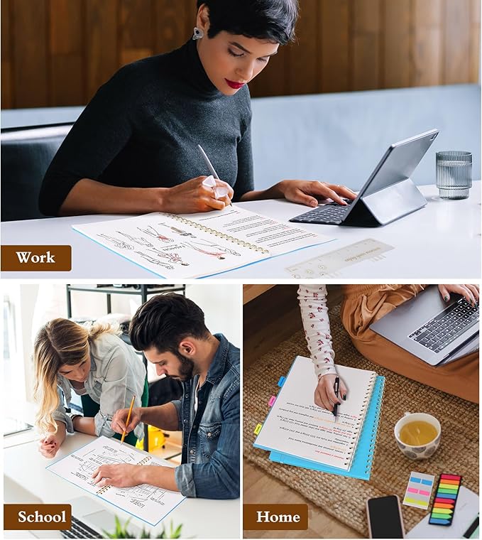 Dotted Notebook, Spiral Notebook Journal 8.5” x 11”, A4 Large Dot Grid Notebooks for Women Men, 100 GSM Dotted Paper, Plastic Hardcover Spiral Bullet Dotted Journals for Work School Sketching, Blue