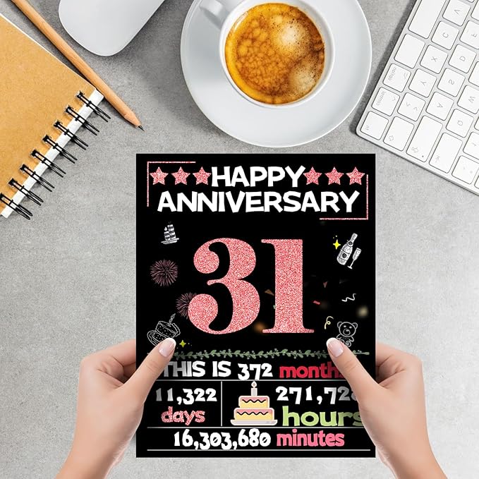 Joycard 31st Anniversary Card for Women, Wedding Card for Wife, Sweet Marriage Decorations Gifts for Couple, Perfect for Her on Anniversary Day, Back in 1994