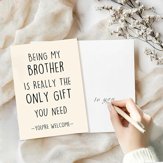 Happy Birthday Card for Brother, To My Brother, Funny Brother Birthday Card, Brother Birthday Gifts from Sister, Humor Bro Bday Gift Cards, Birthday Gifts for Brother