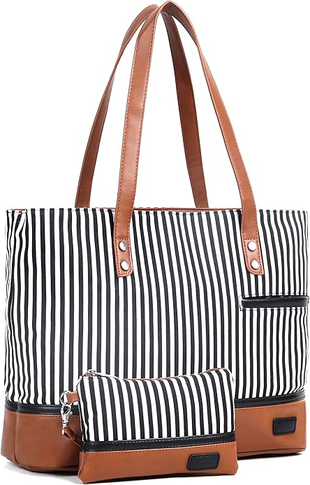 Laptop Tote Bag for Women, Waterproof Canvas Womens Work Shoulder Bag, Computer bag, Large Capacity Fits 15.6 inches Laptop