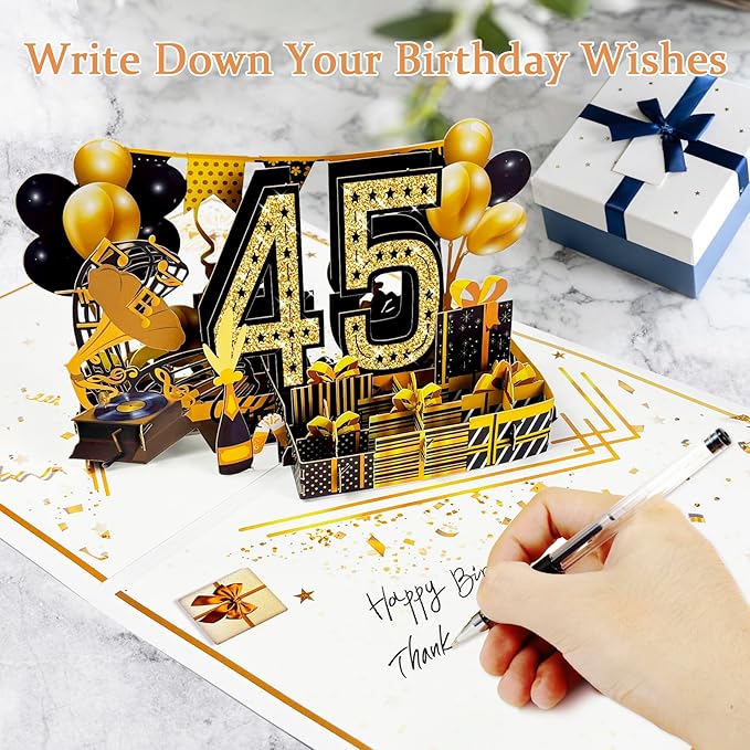 45th Birthday Card for Men Women, 3D Pop Up 45th Birthday Gifts Cards for Him Her, Back In 1980 Funny 45 Year Old Birthday Decorations
