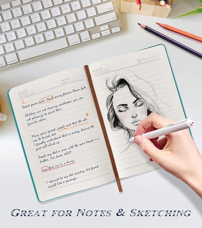 Lined Journal Notebook for Women Men,256 Pages A5 Hardcover Leather Journals for Writing,Travel,Business,Work & School,College Ruled Notebooks for Note Taking,Diary Notepad 5.7"×8.3" (blue)