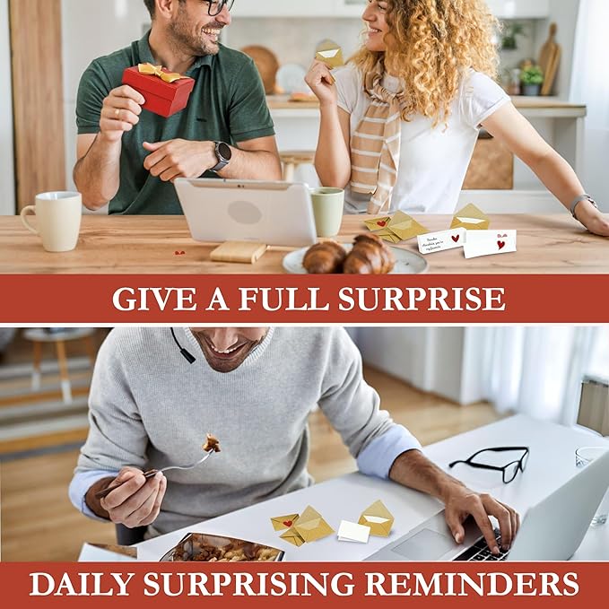 60 Love Notes For Him Her - Valentines For Him, Cute Couple Gifts For Boyfriend Birthday Gift Ideas, Mini Envelopes Lunch Notes For Husband, Long Distance Relationship Gifts For Girlfriend