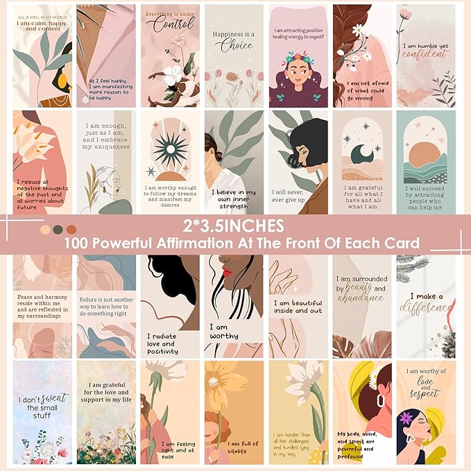 BRYTEFY 100 Empowering Affirmation Cards for Women, Daily Motivation with Thought-Provoking Questions, Mindfulness, Inspiration, and Meditation and Self Care Gift For Women.