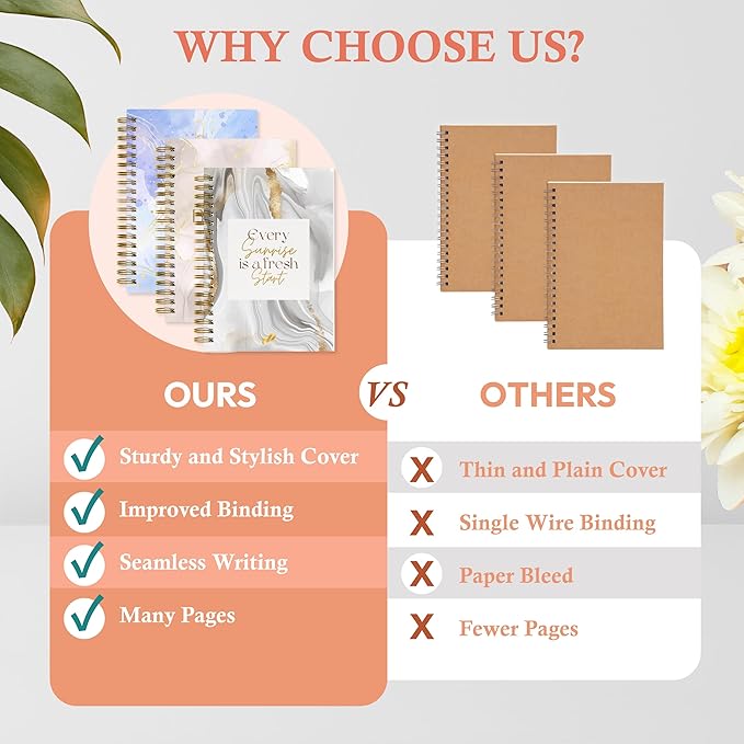 Hardcover Spiral Journal, 10.25" x 7.25", 300-Page Large College-Ruled Notebook for Women, Ideal for Writing, Journaling, Note-Taking, Work, School