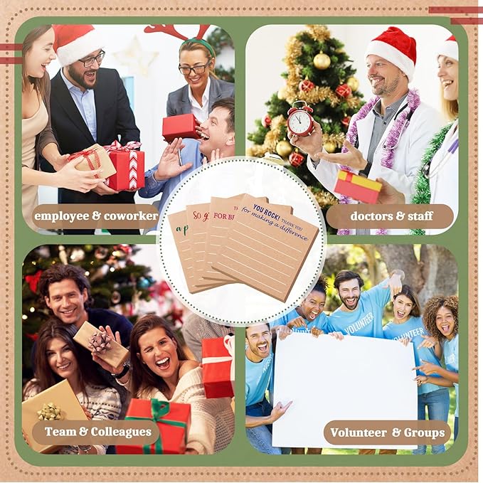 Yinder 24 Pcs Employee Appreciation Sticky Notes Thank You Gifts Bulk Note Pads with Sayings Teacher Gift Mini Pocket Inspirational Notepads for Coworker Office Supply 3 x 3''(Kraft Color,Thanks)