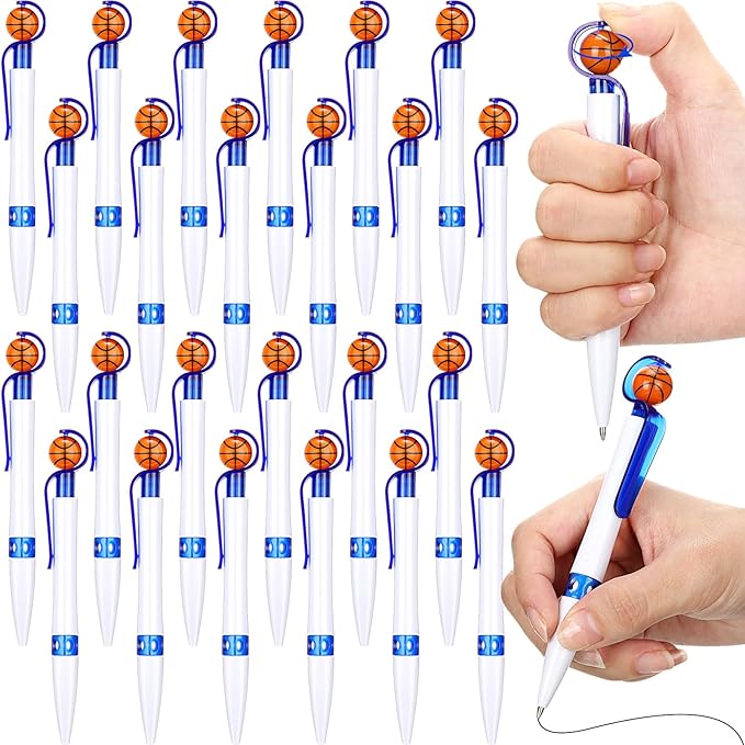 Zhanmai 24 Pcs Novelty Basketball Pens Sports Ballpoint Pens Basketball Party Favors Desk Cool Writing Tool for Students Supplies Stationery School Office Decor(Blue, White,Basketball)