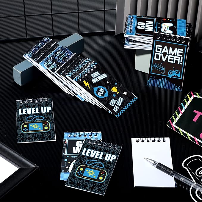 Containlol 24 Pcs Gaming Mini Notepads, Video Game Birthday Party Favors Supplies Gaming Party Notebooks Gamer Prize Gifts Teacher Classroom Supplies Mini Notepad Pack for Girl Boy Video Game Birthday