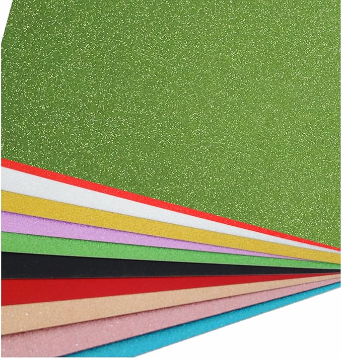 Baisunt 20 Sheets Grass Green Glitter Cardstock Paper for DIY Art Project, Scrapbook, Birthday Wedding Party Decoration 250GSM(8x12 In, Non Adhesive)