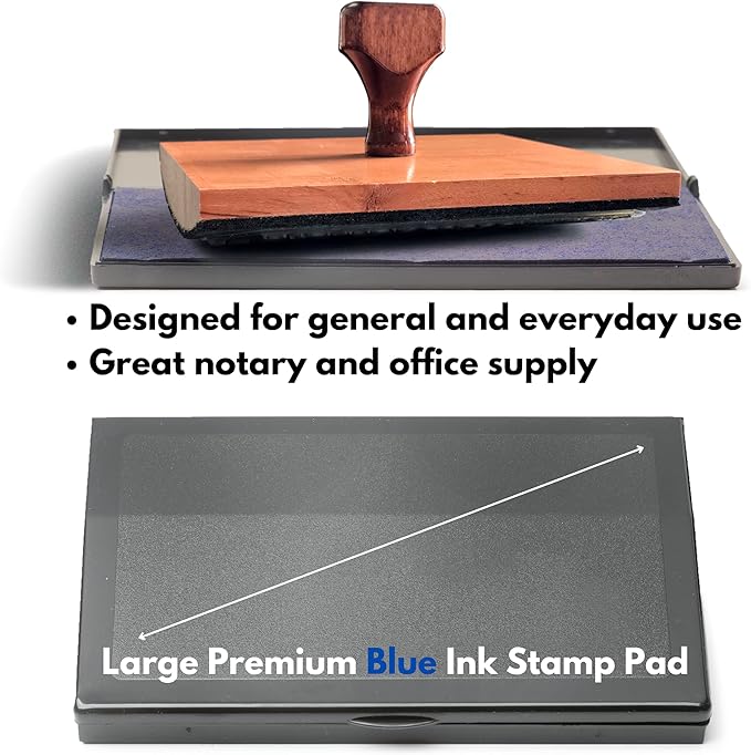 Ink Pad for Rubber Stamps, Stamp Pad for Clear Impression Stamping, Quality Felt Pad Black Ink, Red Ink, Blue Ink (Blue, L (3.5 * 6.3))