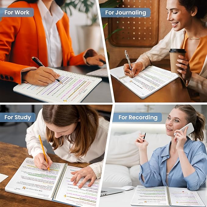 Taja Spiral Lined Notebook, 8.5"x11" Notebooks for Work, Large A4 Journal for Women & Men, College Ruled Journaling Notebook for Writing, Plastic Cover Spiral Journal, Blue