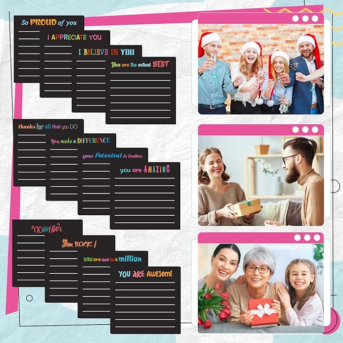 Yinder 24 Pcs Inspirational Sticky Notes with Lines Cute Motivational Sticky Notes Pad Employee Appreciation Gifts Bulk for Teacher Nurse Coworkers Office Supplies 3 x 3''(Black,Appreciation)