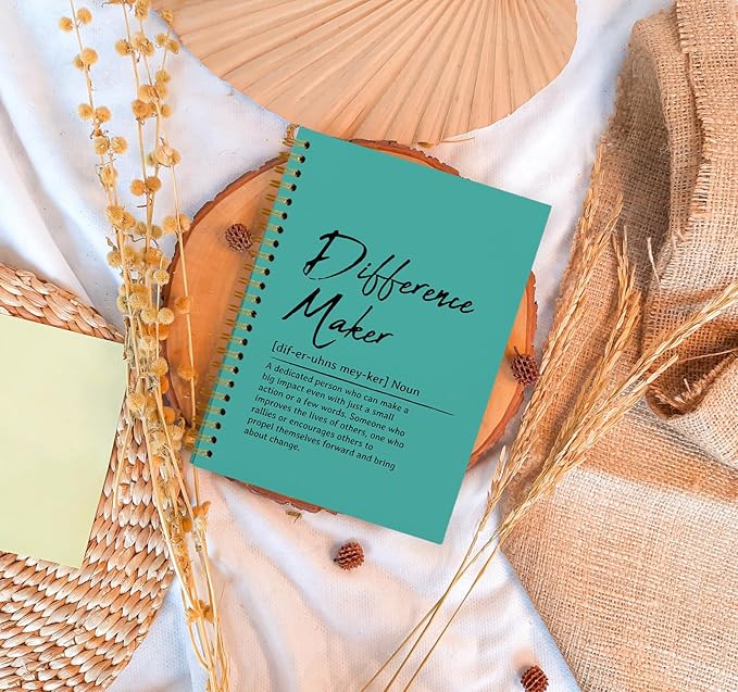 OXW Difference Maker Appreciation Gift, Meeting Notebook for Work, Thank You Gifts for Leader Mentor Manager Boss, Office Supplies Social Worker Notebook, Green Hardcover Spiral Notebook 5.5 x 8.3