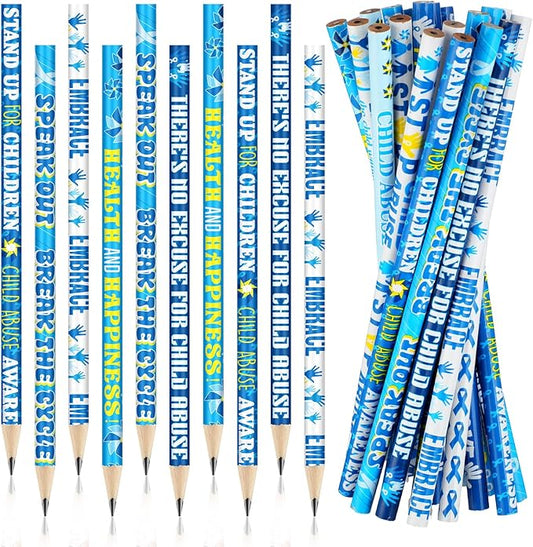 Frienda 200 Pcs Bulk Child Abuse Awareness Pencils Blue Windmill Abuse Pencils for Mental Health April Child Prevention Month Charity Fundraising Awareness Campaigns Teacher Office Supplies