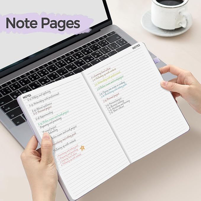 SUNEE 2025 Weekly & Monthly Hardcover Planner 5.5" x 8.3" - 12 Month (January 2025 - December 2025), Small Hardcover Planner, Pocket, Notes, 100 GSM Paper, Purple