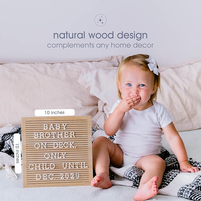 Pearhead Wooden Letterboard Set - Ideal Photo Sharing Prop for Baby Announcements, Milestone Keepsake, Custom Message Board and Shower Gift - Includes 188 Letters, Numbers, and Symbols - Natural Wood