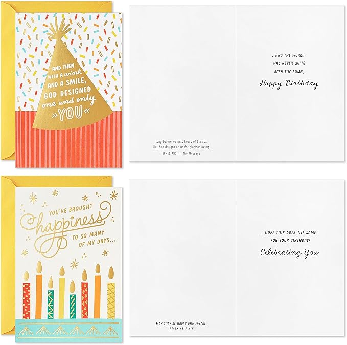 Hallmark Dayspring Religious Birthday Card Assortment (16 Cards with Envelopes) for Kids, Adults, Coworkers, Friends, Family