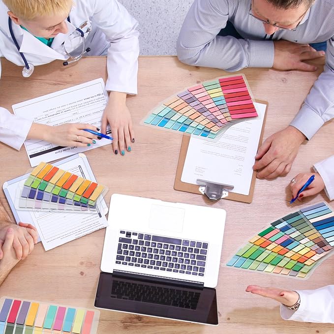 ReliThick 8000 Pcs Annotation tabs Sticky Tabs for Books Transparent Sticky Notes Multi Colored Writable Page Markers Book Flags Strip for Annotating Reading Supplies Bookish Gift(Light Colors)