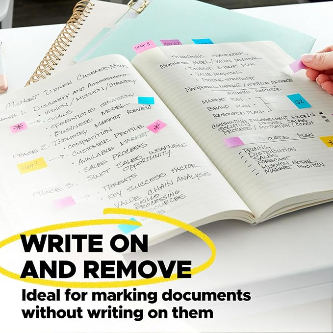 Post-it Flags, 60/On-The-Go Dispenser, .94 in Wide, Alternating Electric Glow Collection (680-EG-ALT)