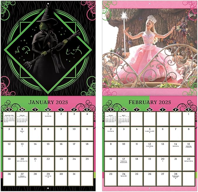 2025 Wicked Movie: Elphaba and Glinda Wall Calendar & Push Pins