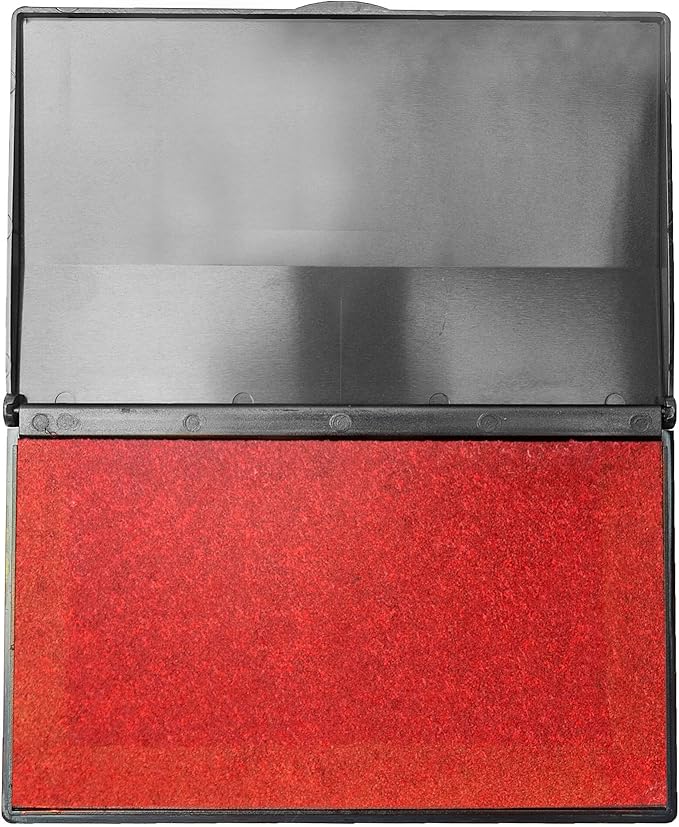 Ink Pad for Rubber Stamps, Stamp Pad for Clear Impression Stamping, Quality Felt Pad Black Ink, Red Ink, Blue Ink (Red, L (3.5 * 6.3))