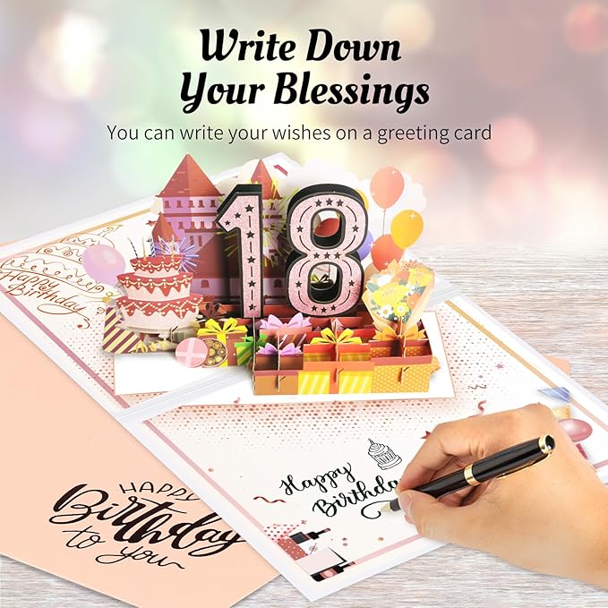 18th Birthday Card for Girls Daughter, Jumbo Pop Up 18th Birthday Cards for Her Granddaughter, Happy 18th Birthday Decorations for 18 Year Old Girls Daughter Funny Birthday Gifts, Review of 2007, Pink