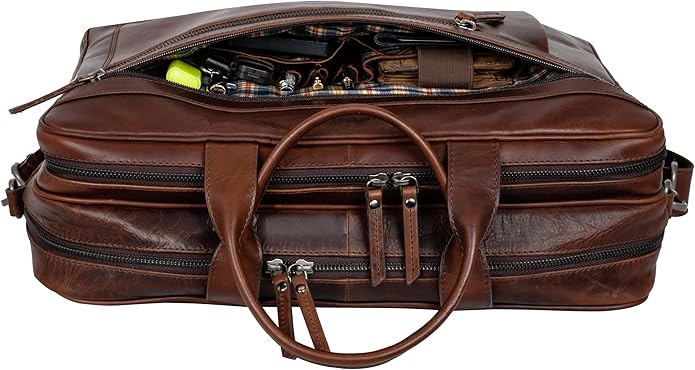 Marc Peter Laptop Bag Los Angeles I Leather Shoulder bag for 15.6 inch Laptop I Briefcase for men and women