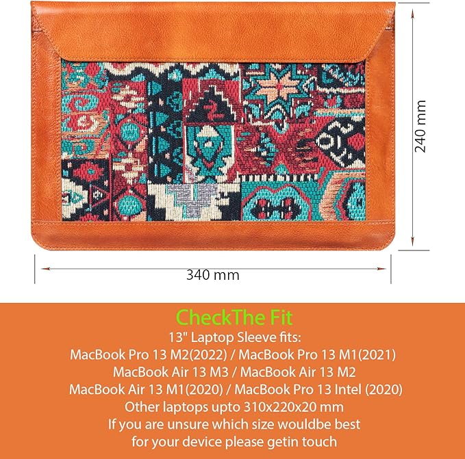 13 Inch Laptop Sleeve for MacBook Pro 13 M2(2022) M1(2021) Laptop Case, Genuine Leather Laptop Cover for MacBook Air 13 M3 M2 M1(2020), Laptop Protective Pouch for 13-13.3 inch Notebook,Brown