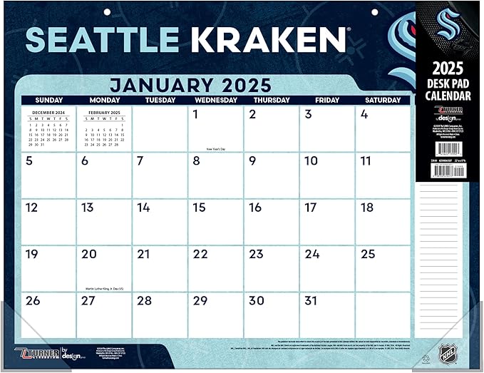 Turner Sports Seattle Kraken 2025 22x17 Desk Calendar (25998061587)