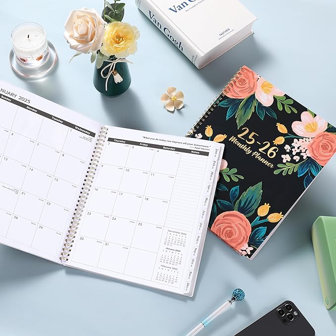 2025-2026 Monthly Planner/Calendar - JAN 2025 - DEC 2026, 2 Year Monthly Planner 2025-2026, Monthly Planner 2025-2026 with Two-Side Pocket, 9'' x 11'', Monthly Tabs, Sturdy Binding