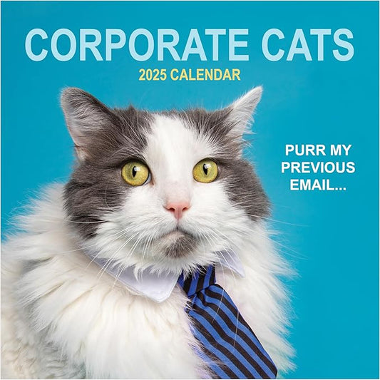 TF PUBLISHING 2025 Corporate Cats Wall Calendar - Large Grids for Appointments and Scheduling - Vertical Monthly Wall Calendar 2025 - Home and Office Organization - Premium Gloss Paper - 12"x12”