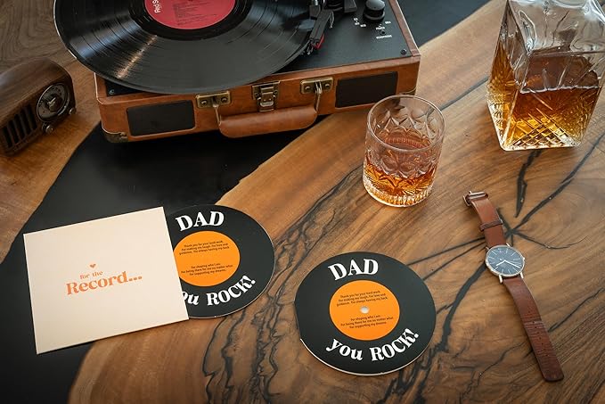 Bee! Father's Day card | Gifts for Dad from daughter, son, kids, wife | Vintage Dad Birthday card | Dad you Rock! - For the Record Vynil Card