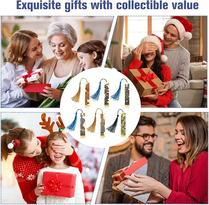 6pcs Metal Bookmarks with Tassel, Van Gogh Oil Painting Theme Vintage Bookmarks, Book Lover Gifts for Women, Golden Hollow Bookmarks, Fancy Aesthetic Bookmarks for Book Lovers, Stocking Stuffers