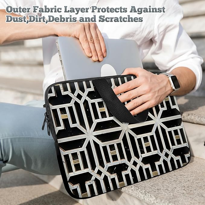 Laptop Sleeve Case Bag 13 inch, Vintage Geometrics Slim Carrying Case Durable Handbag Travel Laptop Bag for 13 inch MacBook Air M3/M2/Pro M2/ 13" iPad Pro/Air M4/M2 2024